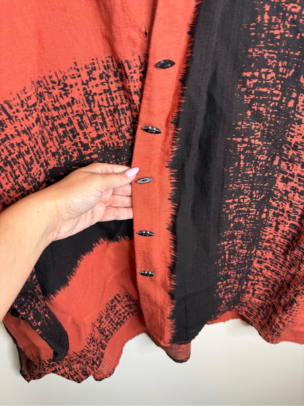 Habitat Button Down Shirt black red orange size large top - Picture 4 of 7